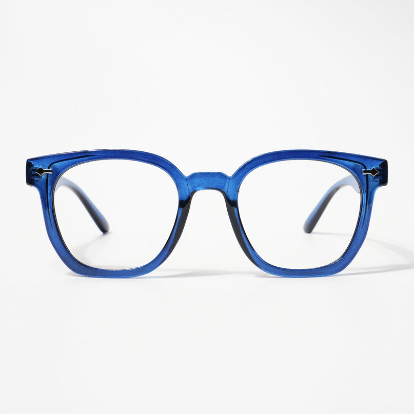 EyeJack Bell Bottom Shine Blue Square Eyeglasses for Men & Women (62208CL429-C8)