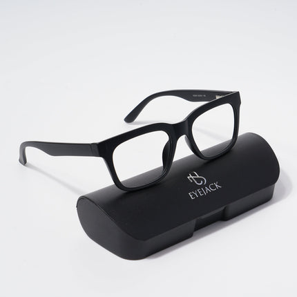 EyeJack Bell Bottom Matt Black Rectangle Eyeglasses for Men & Women (62209CL431-C1)