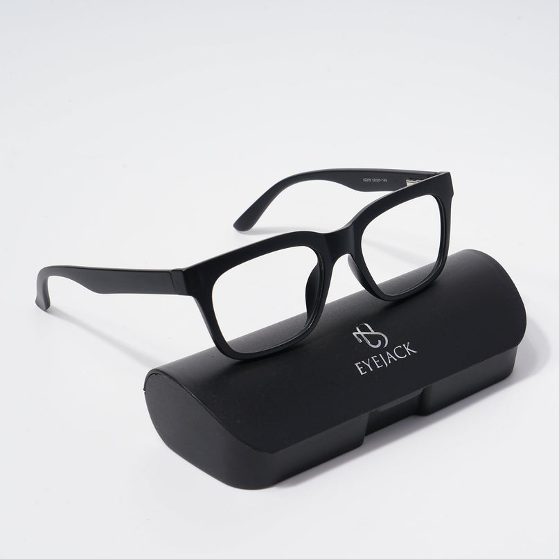 EyeJack Bell Bottom Matt Black Rectangle Eyeglasses for Men & Women (62209CL431-C1)