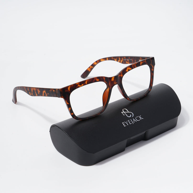 EyeJack Bell Bottom Demi Brown Rectangle Eyeglasses for Men & Women (62209CL439-C9)