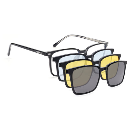 Voyage Black Rectangle Eyeglasses for Men & Women (6222FMG8621)