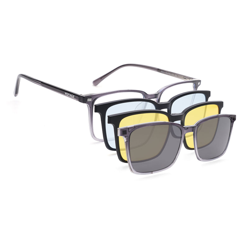 Voyage Grey Rectangle Eyeglasses for Men & Women (6222FMG8622)