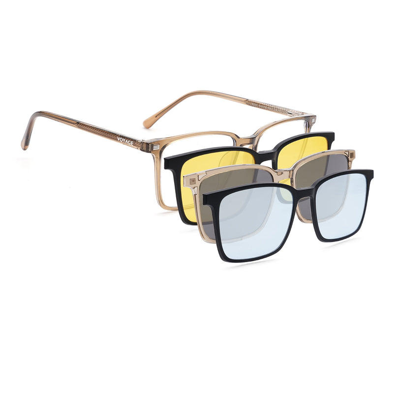 Voyage Brown Rectangle Eyeglasses for Men & Women (6222FMG8623)