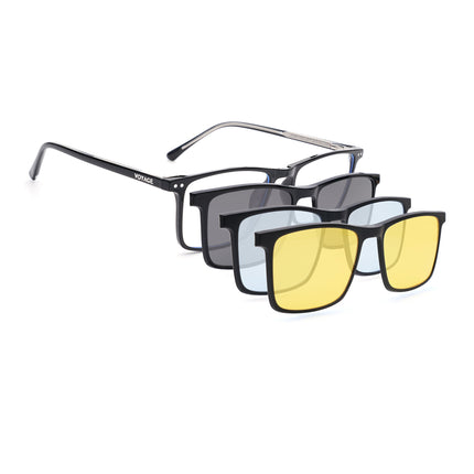 Voyage Black Rectangle Eyeglasses for Men & Women (6226FMG8629)