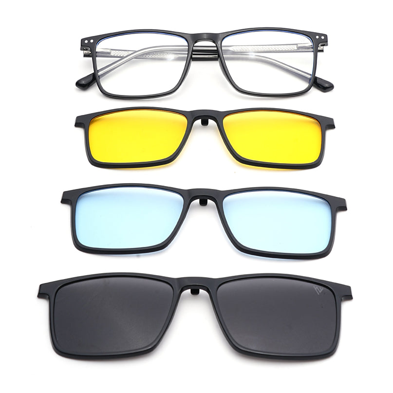 Voyage Black Rectangle Eyeglasses for Men & Women (6226FMG8629)
