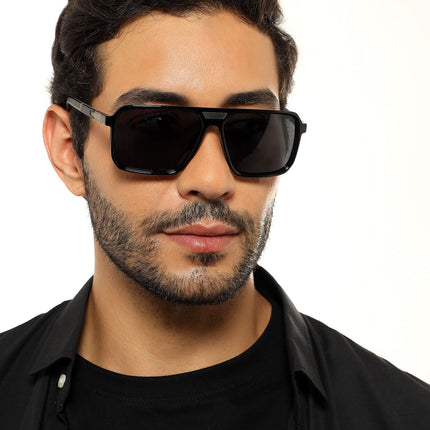 Eyejack Shine Black Square Polarized Sunglasses for Men & Women (6227PCL1115)