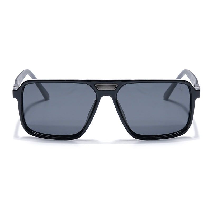 Eyejack Shine Black Square Polarized Sunglasses for Men & Women (6227PCL1115)