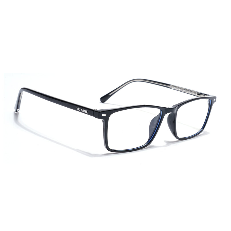 Voyage Black Rectangle Eyeglasses for Men & Women (6229FMG8631)