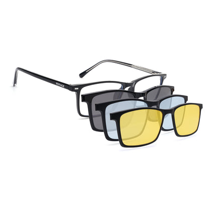 Voyage Black Rectangle Eyeglasses for Men & Women (6229FMG8631)