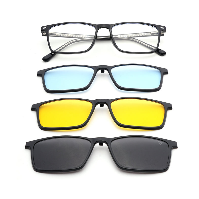 Voyage Black Rectangle Eyeglasses for Men & Women (6229FMG8631)