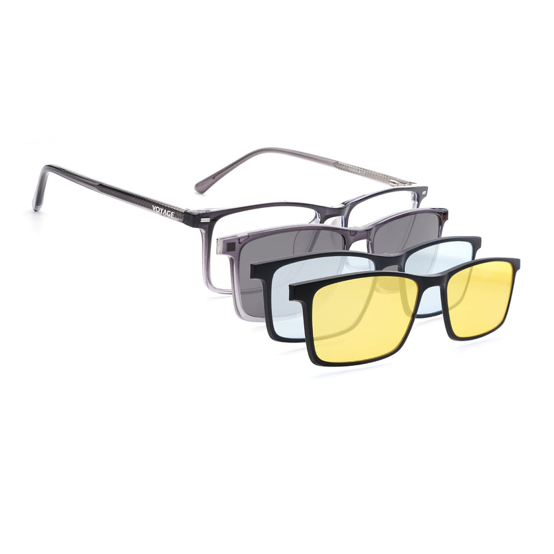 Voyage Grey Rectangle Eyeglasses for Men & Women (6229FMG8632)