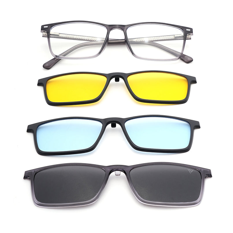 Voyage Grey Rectangle Eyeglasses for Men & Women (6229FMG8632)