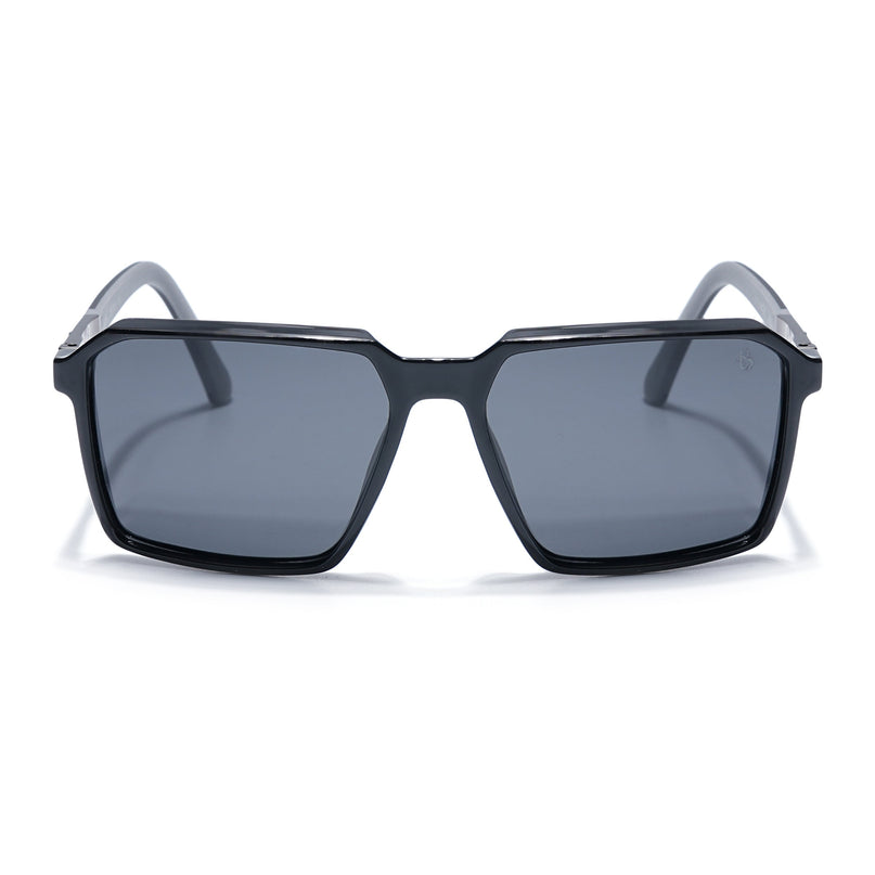 Eyejack Shine Black Square Polarized Sunglasses for Men & Women (6229PCL1120)