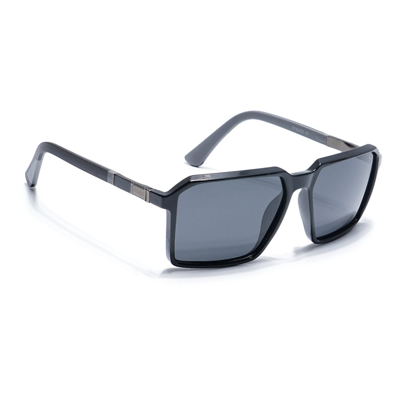 Eyejack Shine Black Square Polarized Sunglasses for Men & Women (6229PCL1120)