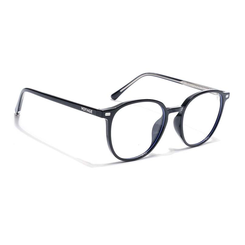 Voyage Black Round Eyeglasses for Men & Women (6230FMG8618)