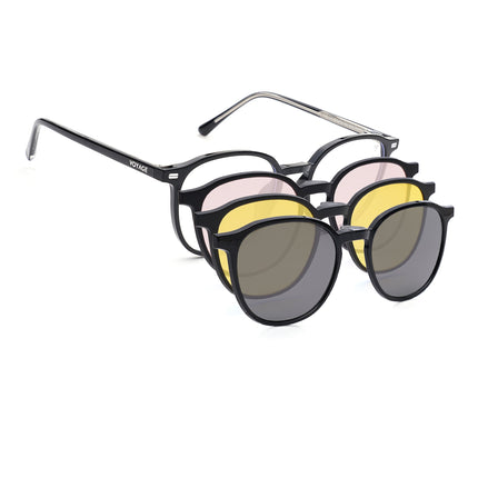Voyage Black Round Eyeglasses for Men & Women (6230FMG8618)