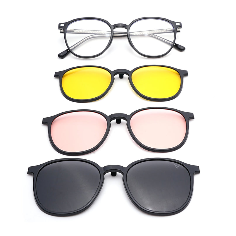 Voyage Black Round Eyeglasses for Men & Women (6230FMG8618)