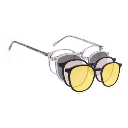 Voyage Grey Round Eyeglasses for Men & Women (6230FMG8619)