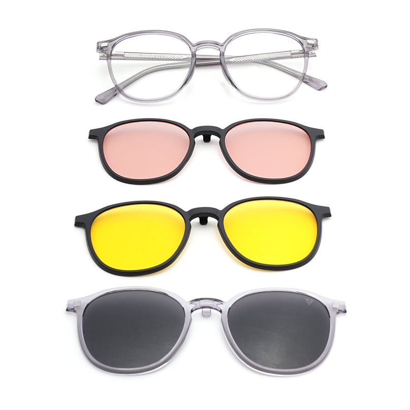 Voyage Grey Round Eyeglasses for Men & Women (6230FMG8619)