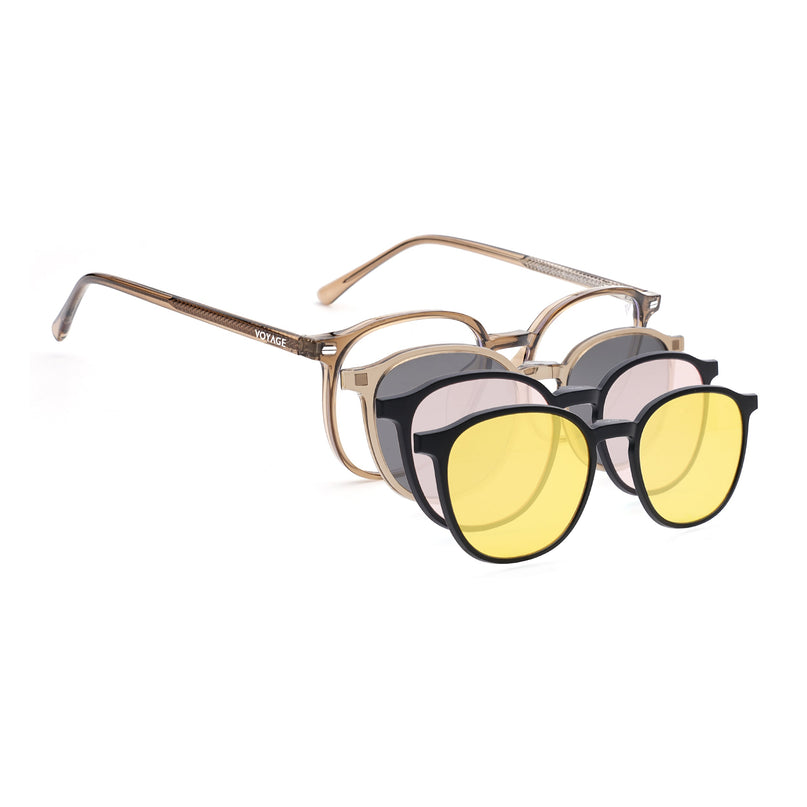 Voyage Brown Round Eyeglasses for Men & Women (6230FMG8620)