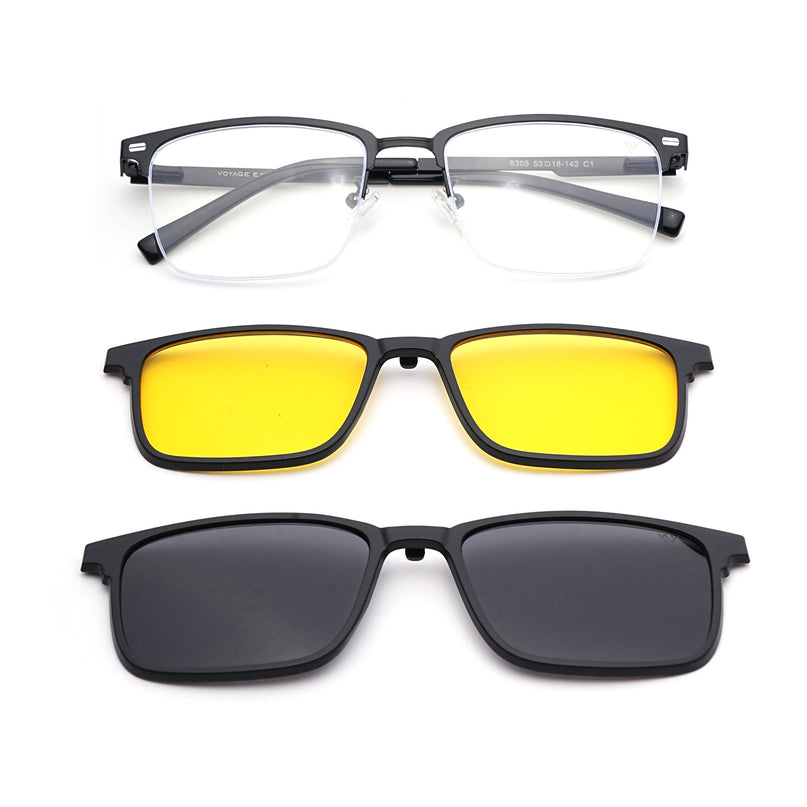 Voyage Black Half Rim Eyeglasses for Men & Women (6305FMG8564)