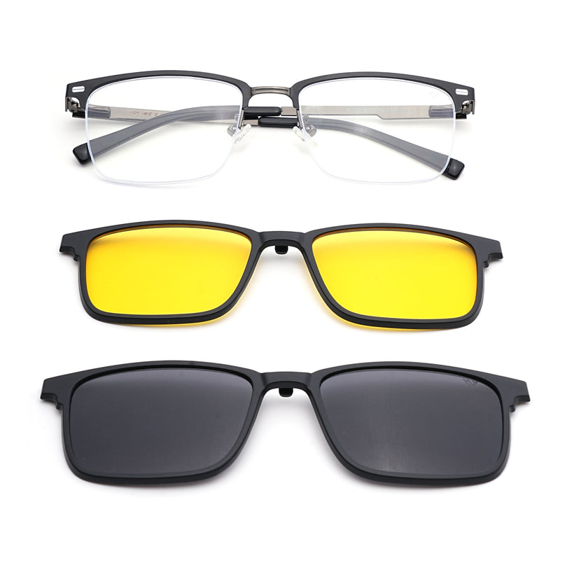 Voyage Gun Metal & Black Half Rim Eyeglasses for Men & Women (6305FMG8565)