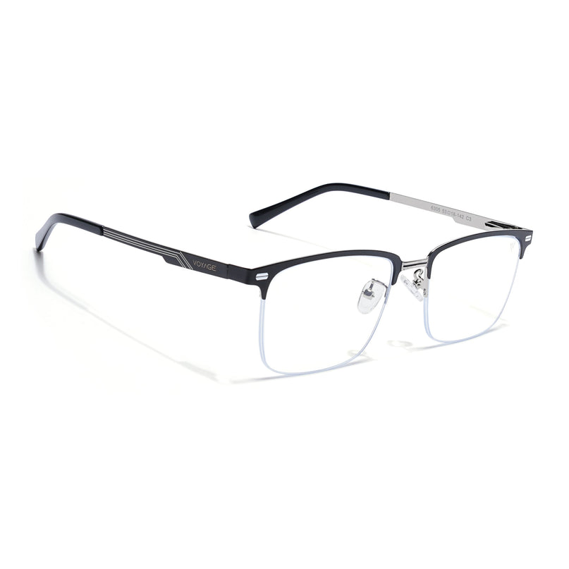Voyage Silver & Black Half Rim Eyeglasses for Men & Women (6305FMG8566)
