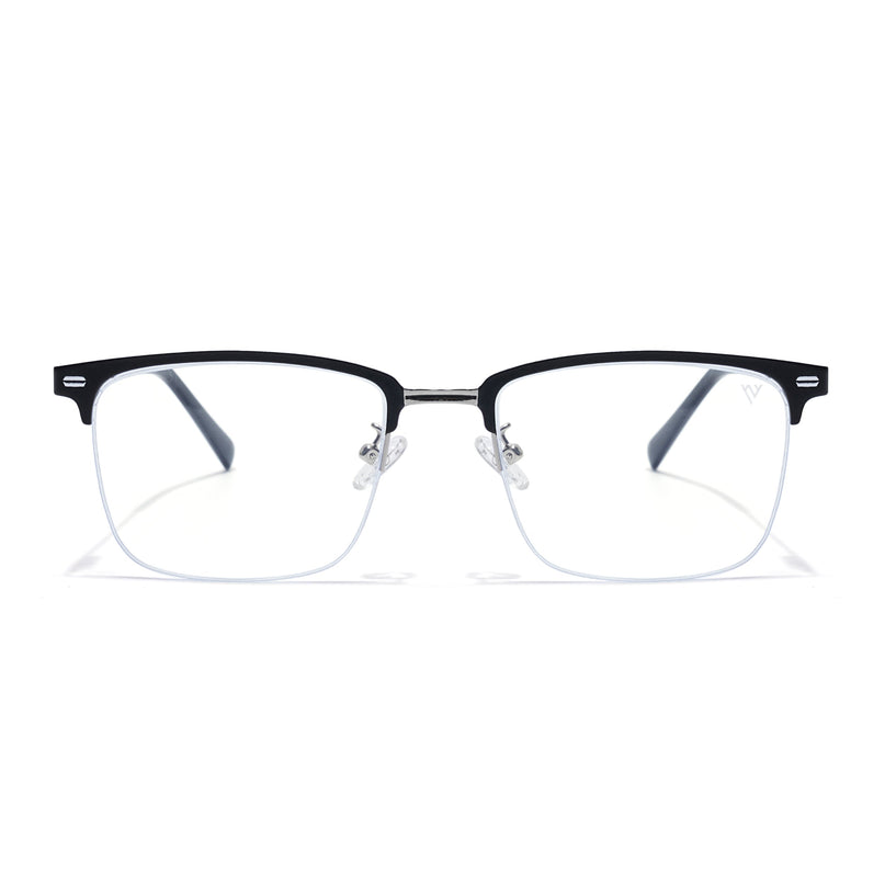 Voyage Silver & Black Half Rim Eyeglasses for Men & Women (6305FMG8566)