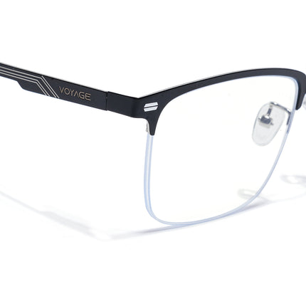 Voyage Silver & Black Half Rim Eyeglasses for Men & Women (6305FMG8566)