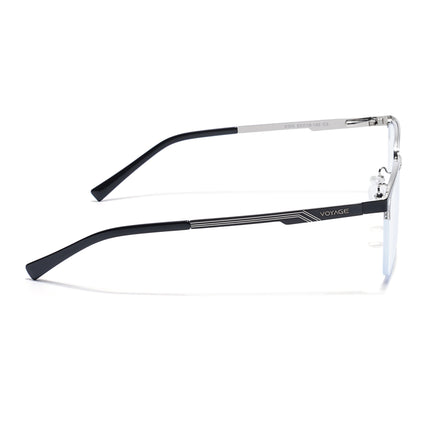 Voyage Silver & Black Half Rim Eyeglasses for Men & Women (6305FMG8566)