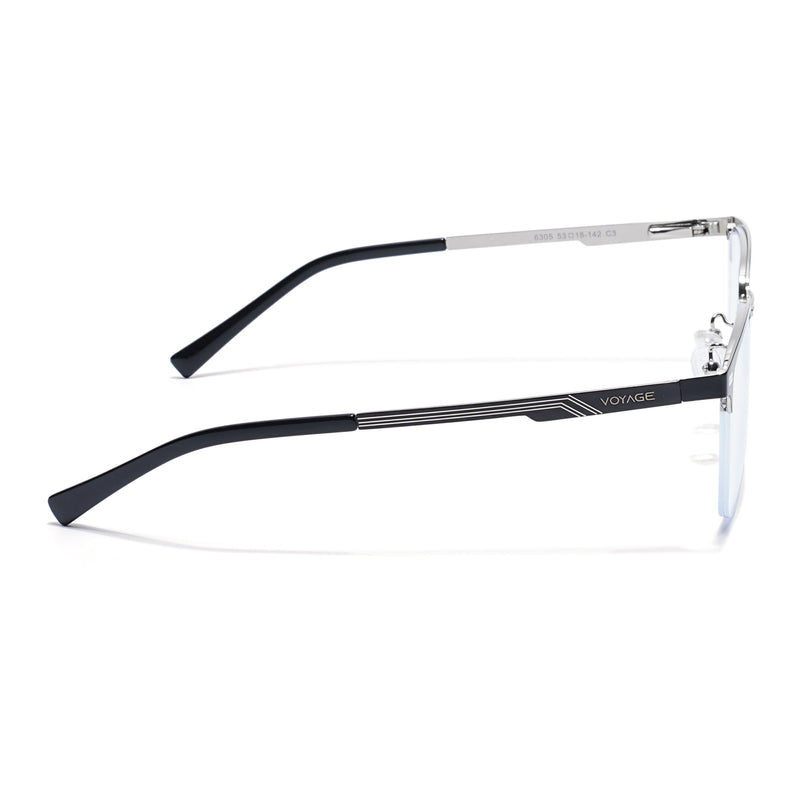 Voyage Silver & Black Half Rim Eyeglasses for Men & Women (6305FMG8566)