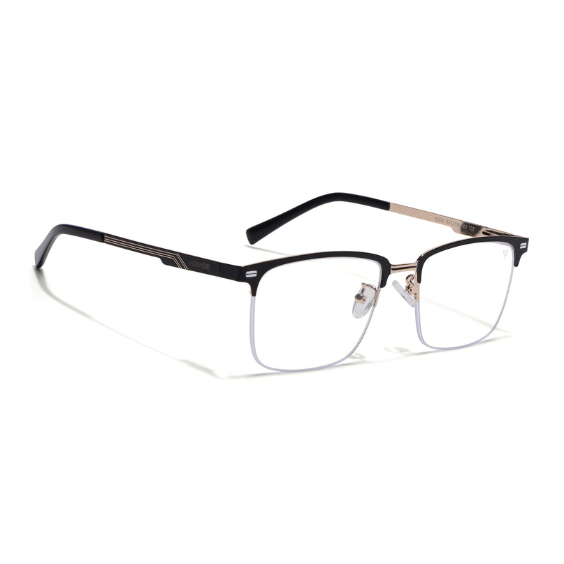 Voyage Golden & Black Half Rim Eyeglasses for Men & Women (6305FMG8567)