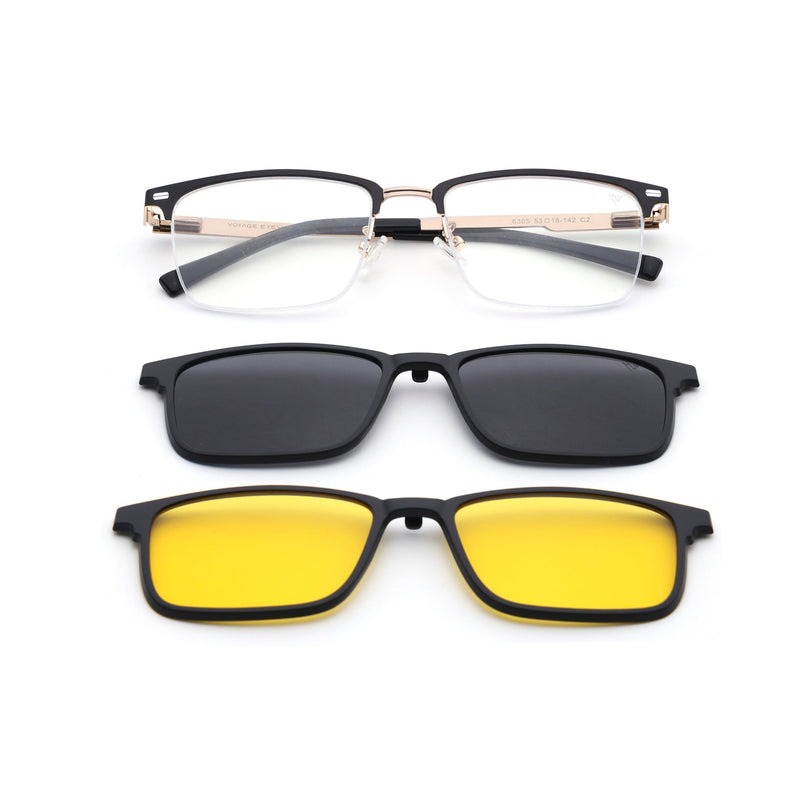 Voyage Golden & Black Half Rim Eyeglasses for Men & Women (6305FMG8567)