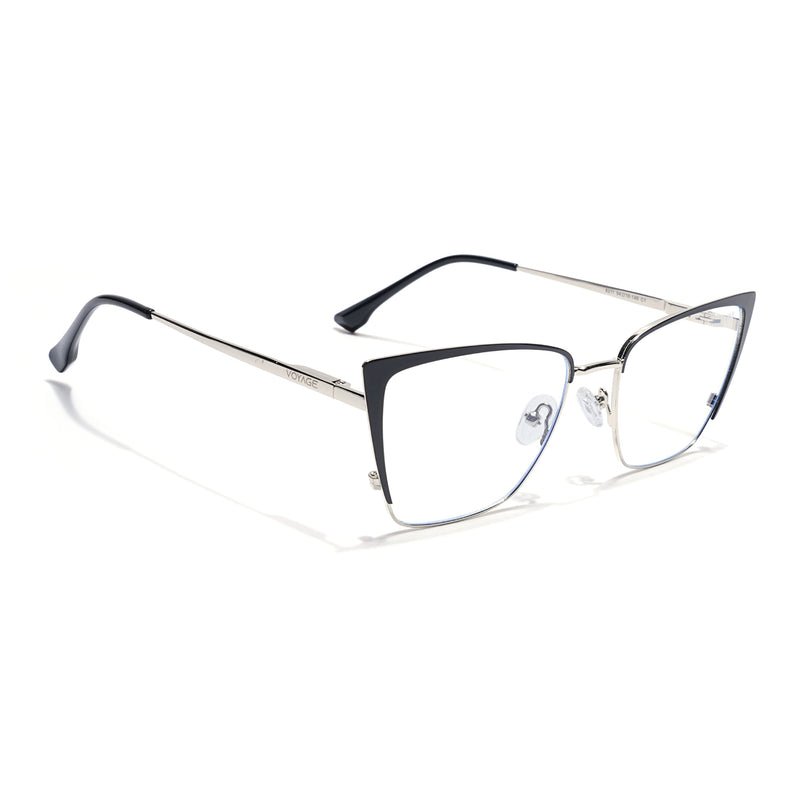 Voyage Silver & Black Cateye Eyeglasses for Women (6311FMG8606)