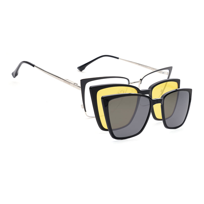 Voyage Silver & Black Cateye Eyeglasses for Women (6311FMG8606)