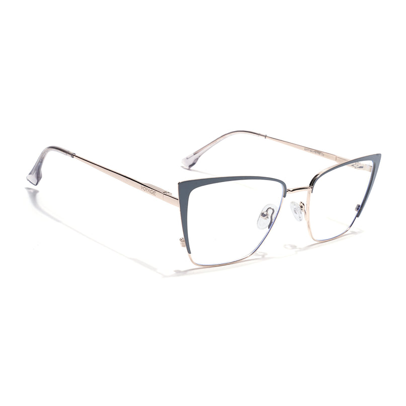 Voyage Silver & Grey Cateye Eyeglasses for Women (6311FMG8607)