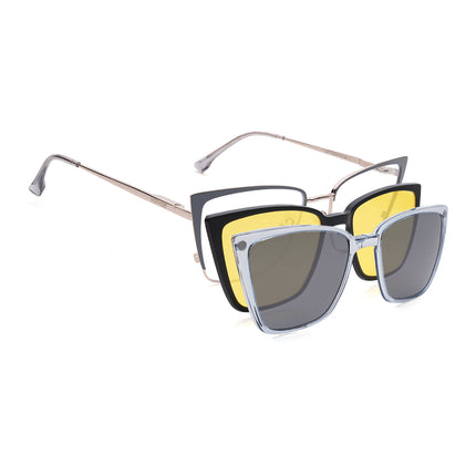 Voyage Silver & Grey Cateye Eyeglasses for Women (6311FMG8607)