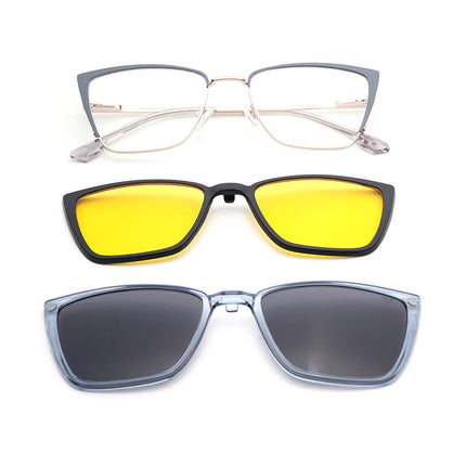 Voyage Silver & Grey Cateye Eyeglasses for Women (6311FMG8607)