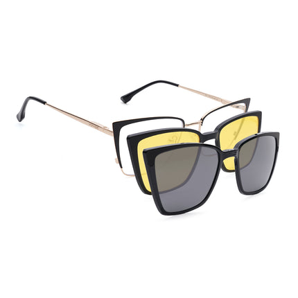 Voyage Golden & Black Cateye Eyeglasses for Women (6311FMG8608)