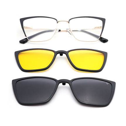 Voyage Golden & Black Cateye Eyeglasses for Women (6311FMG8608)