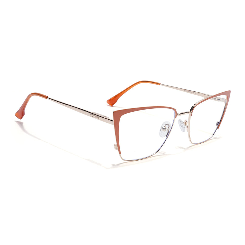 Voyage Golden & Orange Cateye Eyeglasses for Women (6311FMG8609)