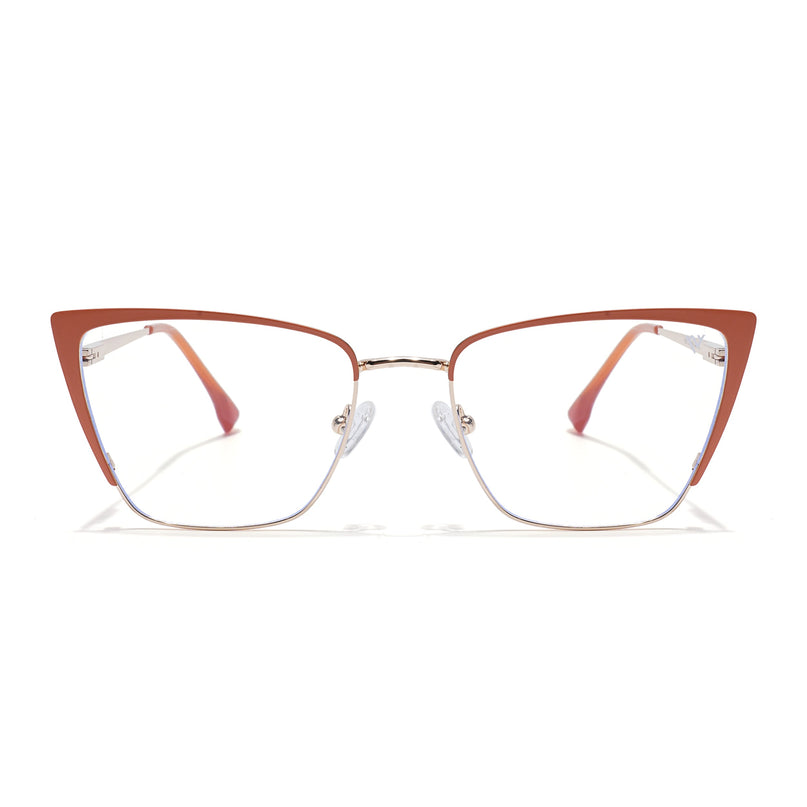 Voyage Golden & Orange Cateye Eyeglasses for Women (6311FMG8609)