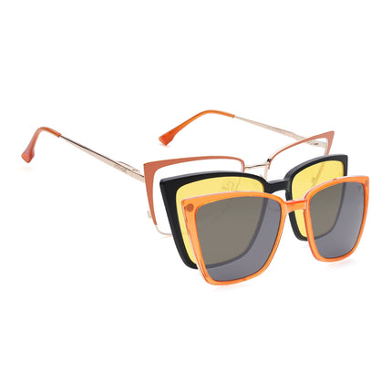 Voyage Golden & Orange Cateye Eyeglasses for Women (6311FMG8609)