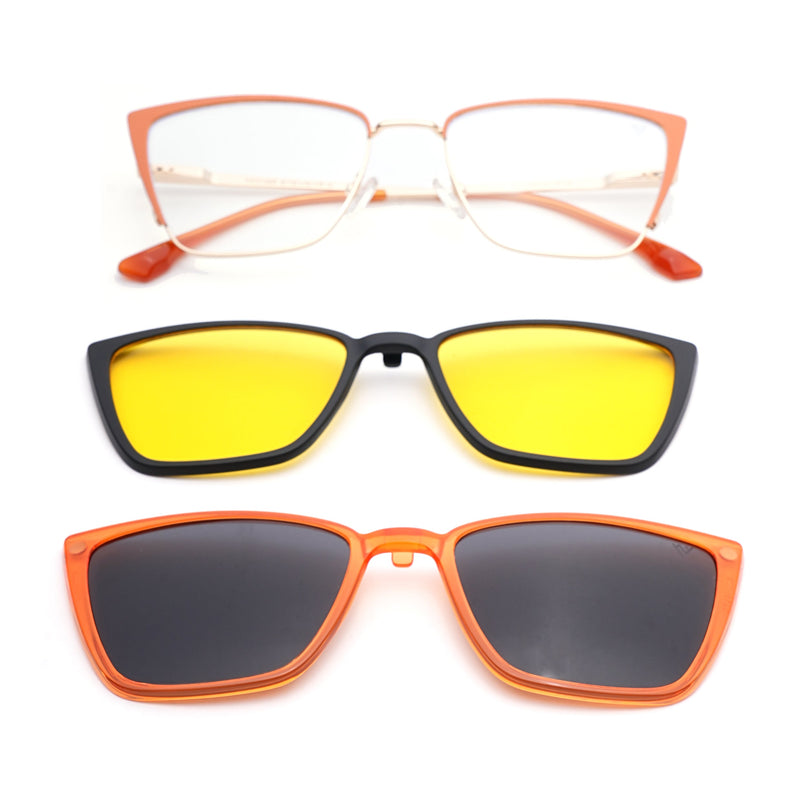 Voyage Golden & Orange Cateye Eyeglasses for Women (6311FMG8609)