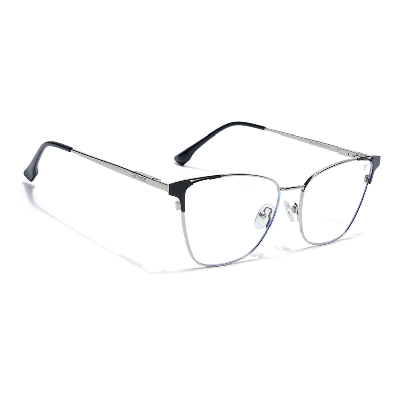 Voyage Silver & Black Cateye Eyeglasses for Women (6312FMG8574)