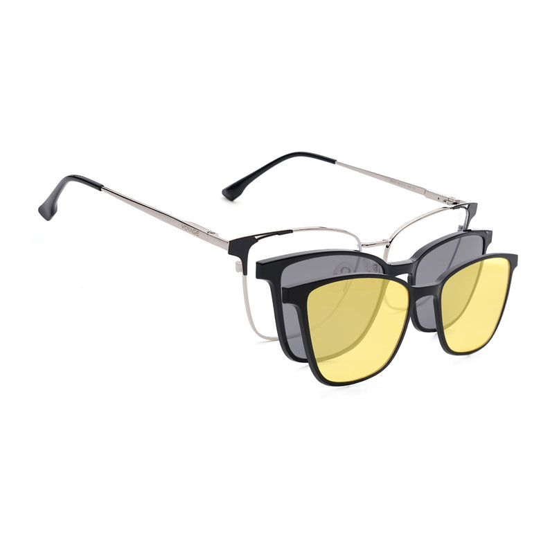 Voyage Silver & Black Cateye Eyeglasses for Women (6312FMG8574)