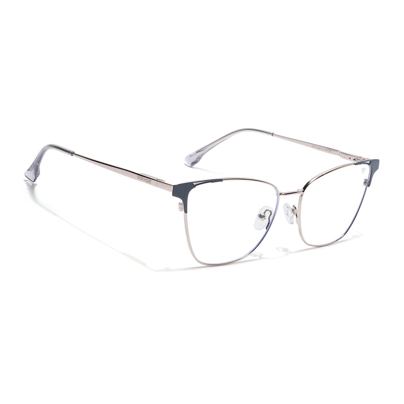 Voyage Silver & Grey Cateye Eyeglasses for Women (6312FMG8575)