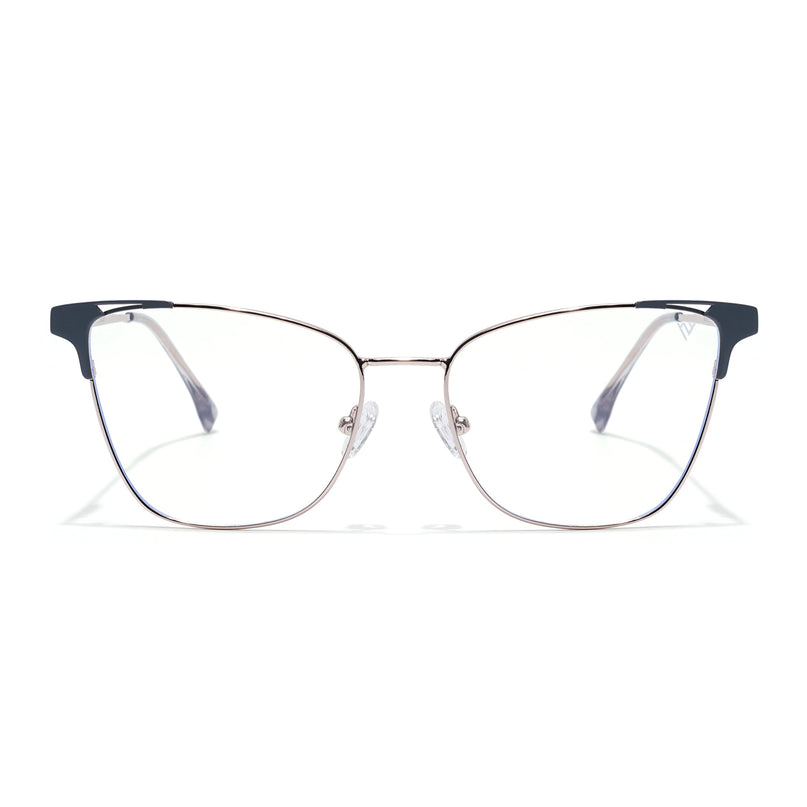 Voyage Silver & Grey Cateye Eyeglasses for Women (6312FMG8575)