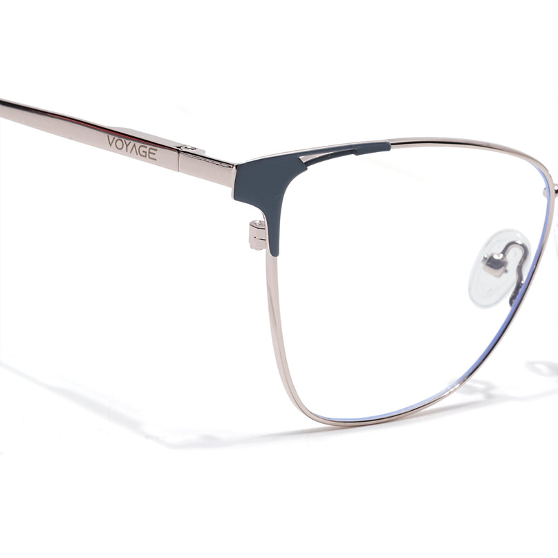 Voyage Silver & Grey Cateye Eyeglasses for Women (6312FMG8575)