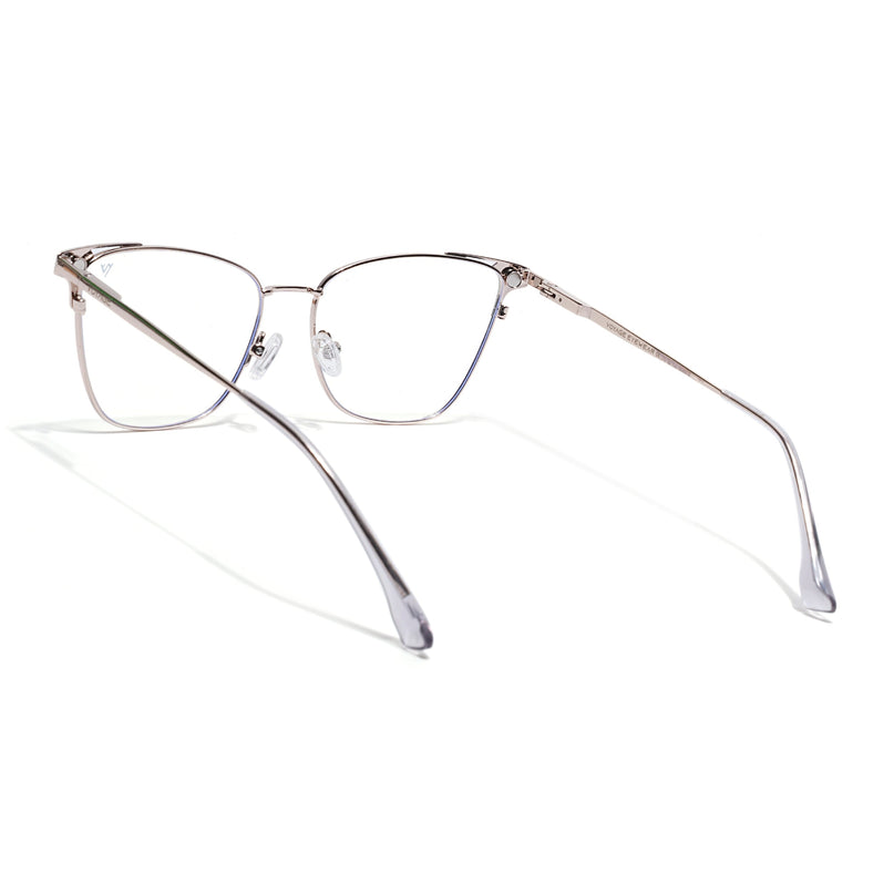 Voyage Silver & Grey Cateye Eyeglasses for Women (6312FMG8575)
